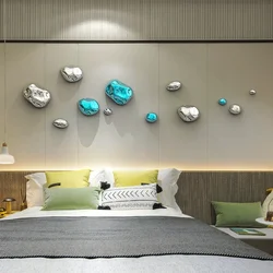 Wall Decoration Stone 3D Golden Stone Wall Background Display Plating Simulation Stone Pendant Wall Hanging Ornaments Room