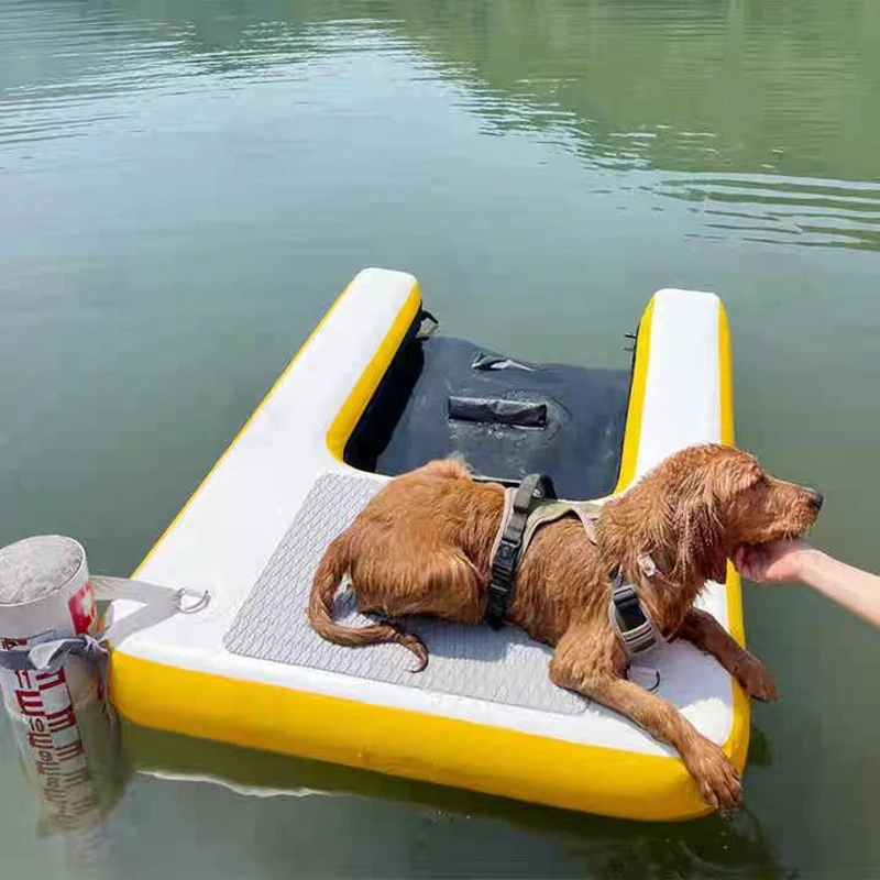 Dog floating board, pet water toy, double-layer dog ladder, inflatable puppy board, slope dog floating board
