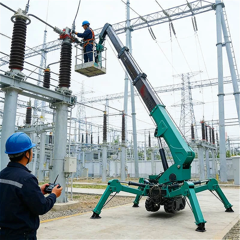 Mini Spider Crane Hydraulic Telescopic Boom 3 Ton 5 Ton Remote Control Rubber Tracks Narrow Space Indoor Construction Customized