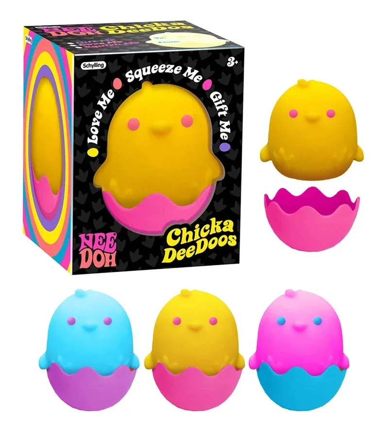 Needoh Chicka DeeDoos Removable Eggshell Chick Squishy Toy Easter Limited Fidget Squeeze Dough Filled Fast Rise Sensory Toy Gift