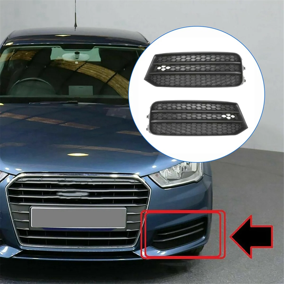 

8XA807681B 8XA807682B Front Bumper Fog Lamp Cover Fog Lamp Grille Fog Lamp Bezel Imperforated Car for A1 2015-2019