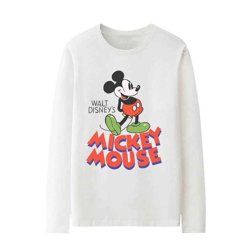

Женская свободная, удобная, дышащая, быстросохнущая футболка с круглым вырезом и длинными рукавами Disney с 3D принтом Микки Мауса
