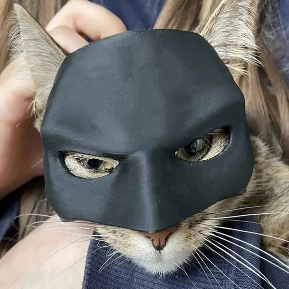 

Cat Face Cushion Bat Cosplay Hat Spooky Cat Hood Halloween Pets Face Mask Plastic Black Make-up Half Face Cushion for Party