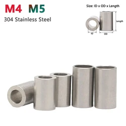 M4 M5 304 Stainless Steel Bushing Washer Round Hollow Unthreaded Standoff Spacer Gasket Sleeve Length 3 4 4.5 5-20mm