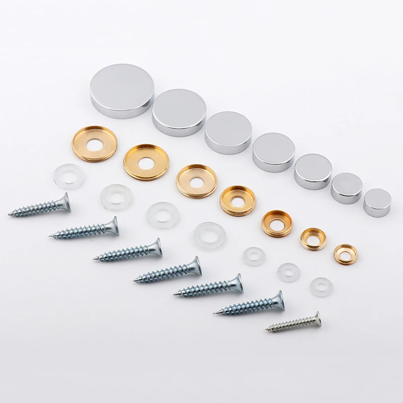 

100PCS Pure Brass Chrome Advertisement Nails Flat Glass Mirror Nails Acrylic Billboard Board Fixed Screws Decorative Covers Caps