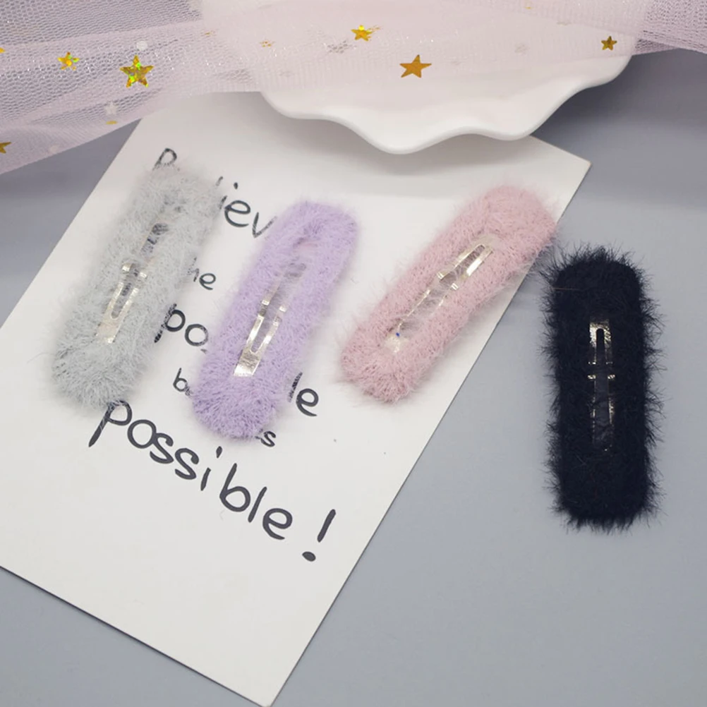 

8 Pcs Hair Clip Fuzzy Barrettes Kids Clips for Girls Snap Hairpins Winter Simple