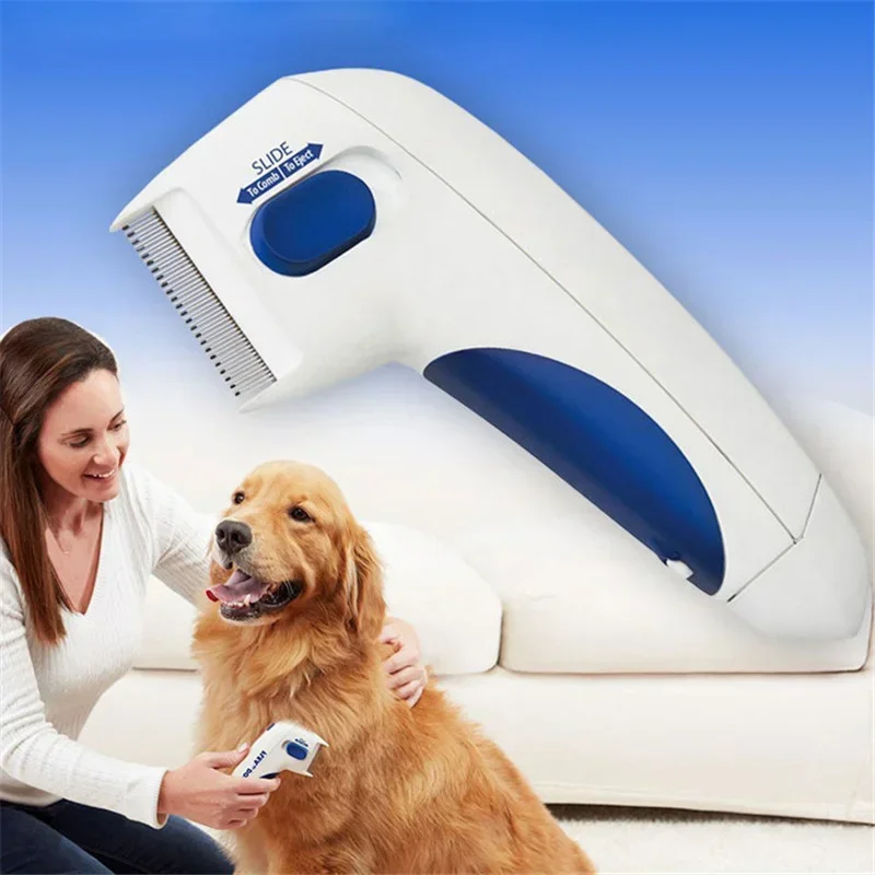 Cepillo Terminator eléctrico para perros y gatos, limpiador antieliminación para mata piojos, cabezal eléctrico, peine electrónico para piojos y pulgas para mascotas