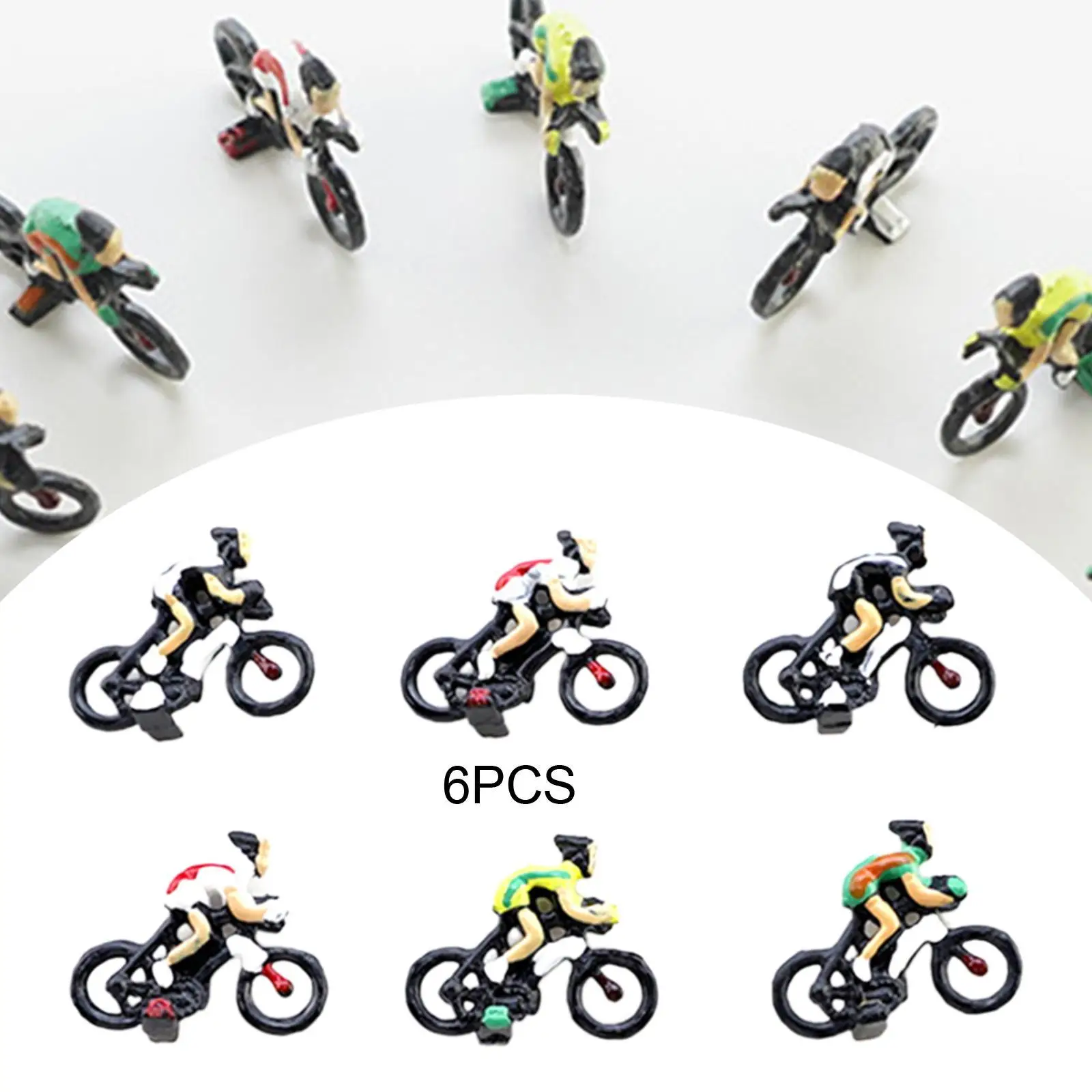 6 pezzi in scala 1:87 Figure di persone Scena realistica Biciclisti Diorama Layout