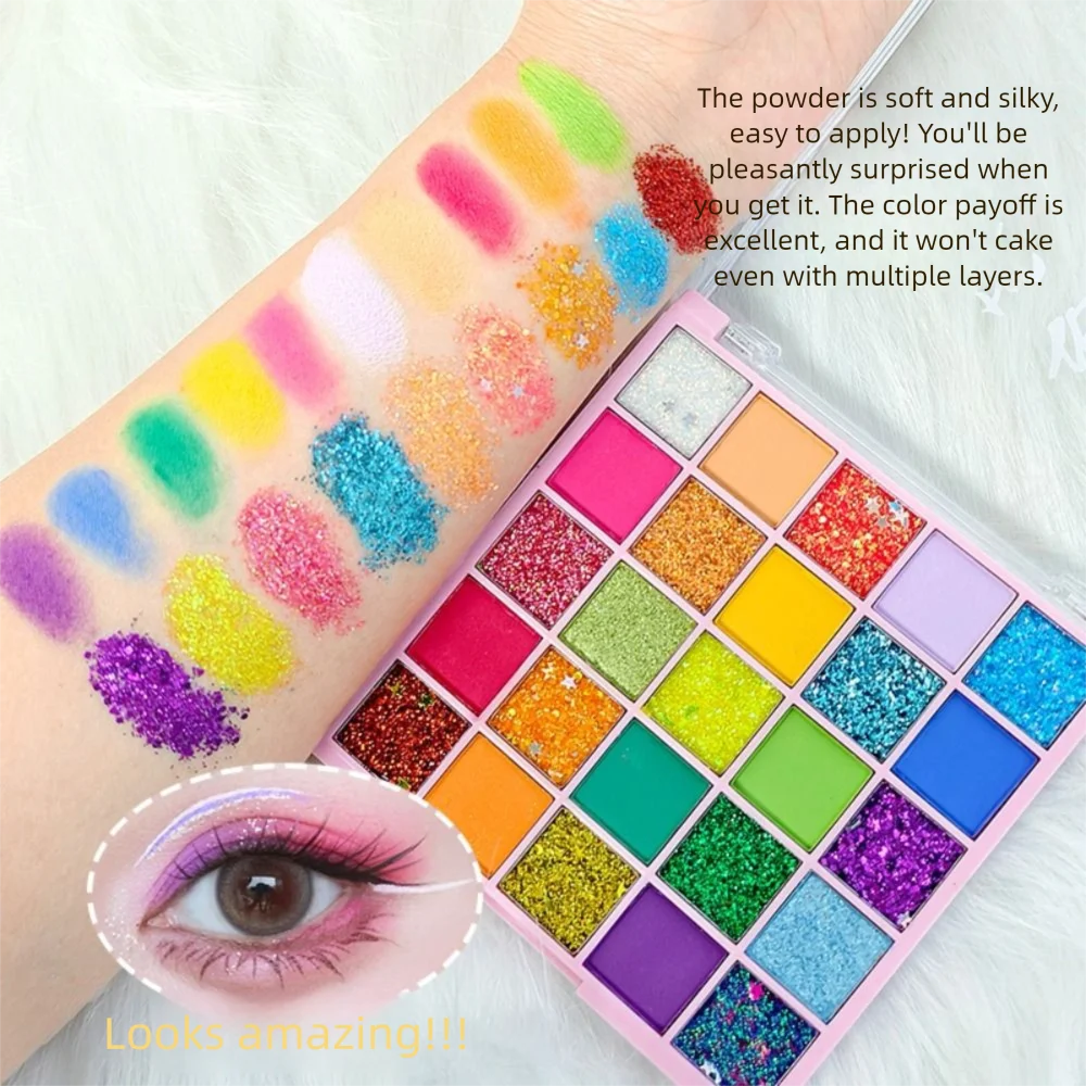 

New 25 Colors Matte Shimmer Eyeshadow Long Lasting Highlighter Eyeshadow Palette Multi-functional Makeup Palette Book