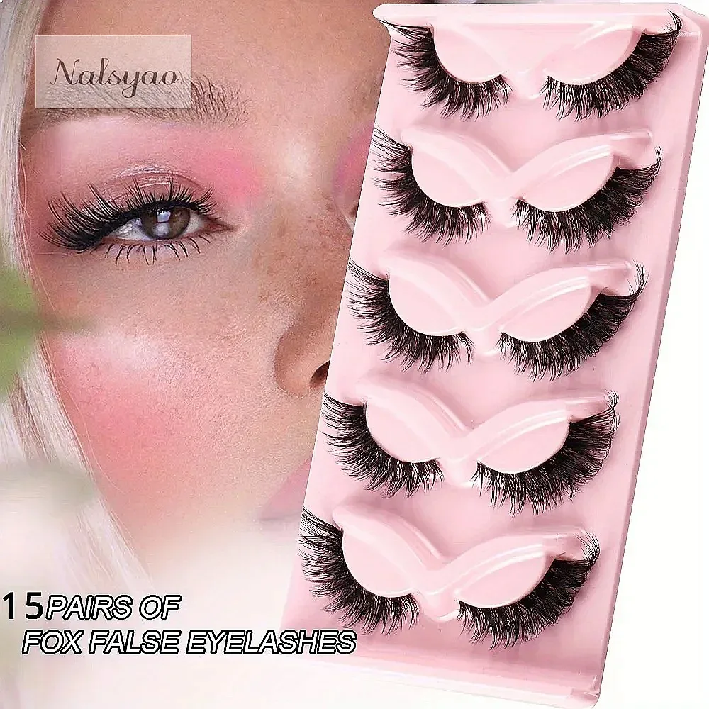 3Boxes 15Pairs Cat Eye Lashes Natural Long Manga Lashes Winged End Eye Elongated Fake Eyelashes Makeup