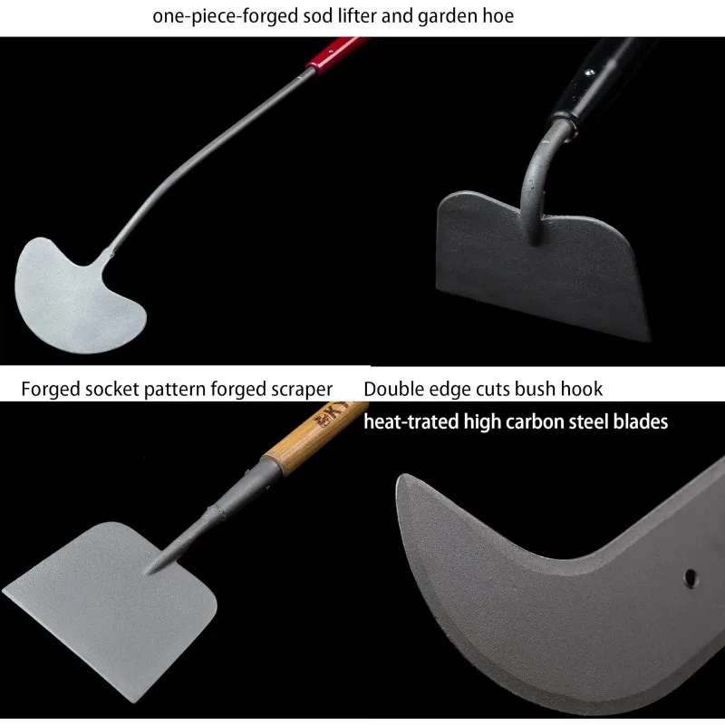 Landscaping Shovel Rake Tools Set Heavy Duty Yard Digging Shovels Garden Hoe Long Ash Handle Forged