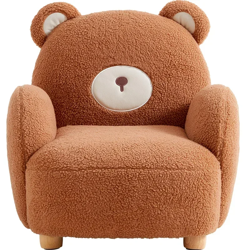 New Cartoon Cute Bear Sofa Home Living Room Solid Wood Footrest Lazy Sofa Children's Single Chair Home Children's Room Sofa Gift