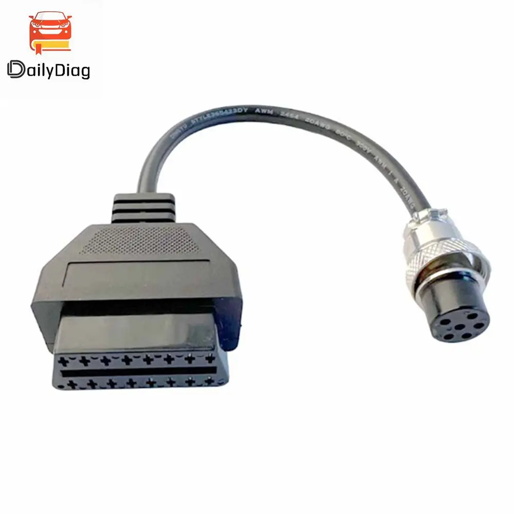 OBDII 16 Pin Extention Cord Motorcycle Cable for PIAGGIO 6PIN Female Connector to OBD2 16PIN Motorbike Detector Convert Adapter