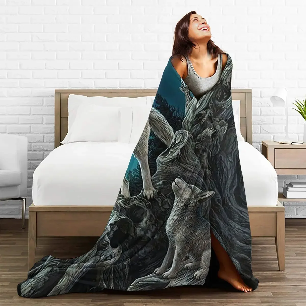 

Wolf Animal Baby Blankets Textile Sofa Cover Velvet Decor Cartoon Adult Kids Gift Soft Throw for Bedding Car Bedding Throws