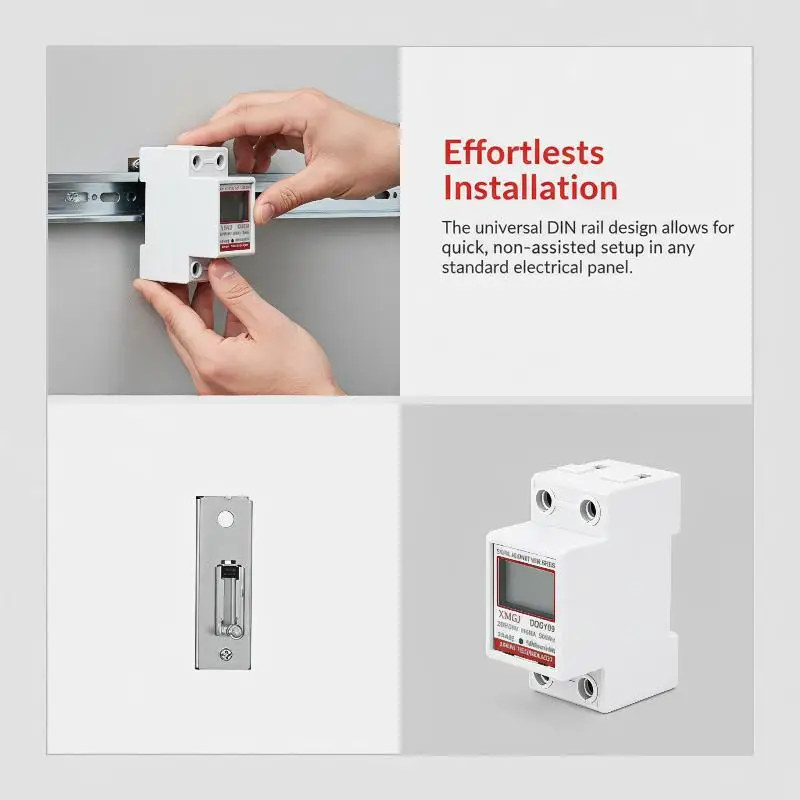 220V Single Phase Electric Power Meter High Accuracy KWh Energy Submeter for Office Dormitory Home Use