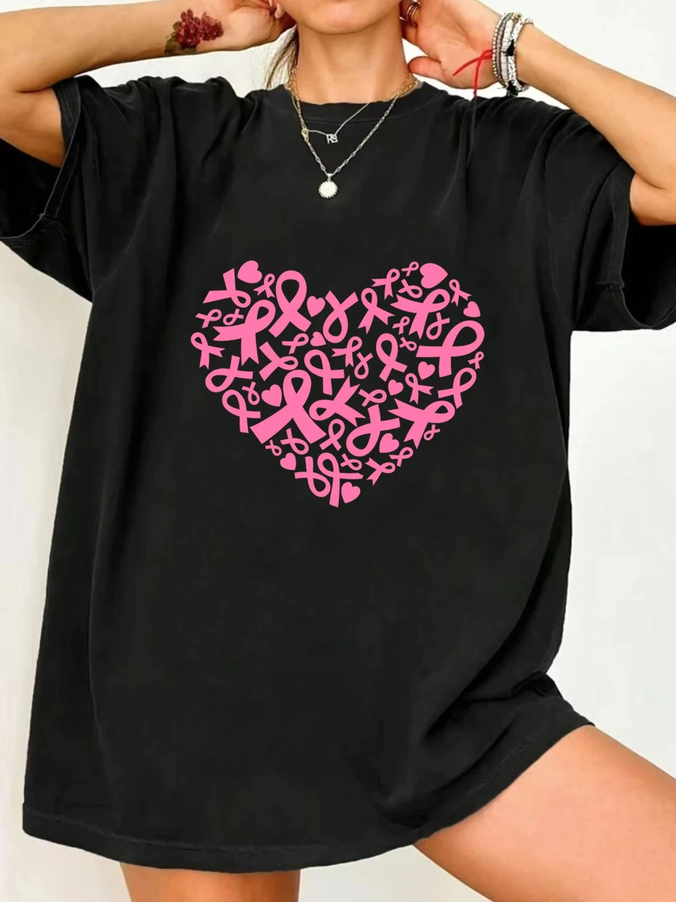 

【010759】Женская футболка больших размеров с круглым вырезом и короткими рукавами, эластичными полурукавами и модными принтами