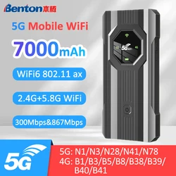 Benton Outdoor Mobile 5G WiFi Router WiFi6 Dual WiFi Portable 4G 5G Wireless Router with SIM Card Slot Pocket WiFi Repeater