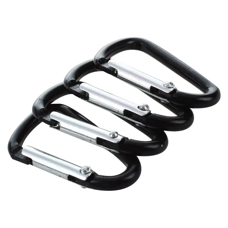 10 Pcs Black D Shaped Aluminum Alloy Snap Clip Key Chain Carabiner Hook                                                      #8