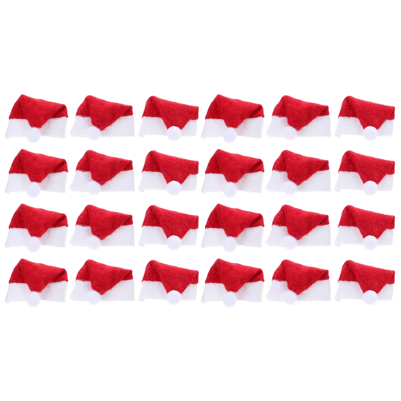 24 Pcs Mini Christmas Hats Top Lollipop Gummies Adorable Crafts Red Non-woven Fabric Party Accessories