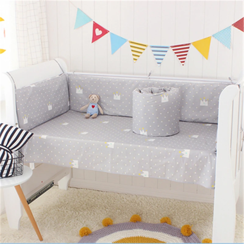 6pcs/set Blue Universe Design Crib Bedding Set Cotton Toddler Baby Bed Linens Include Baby Cot Bumpers Bed Sheet Pillowcase