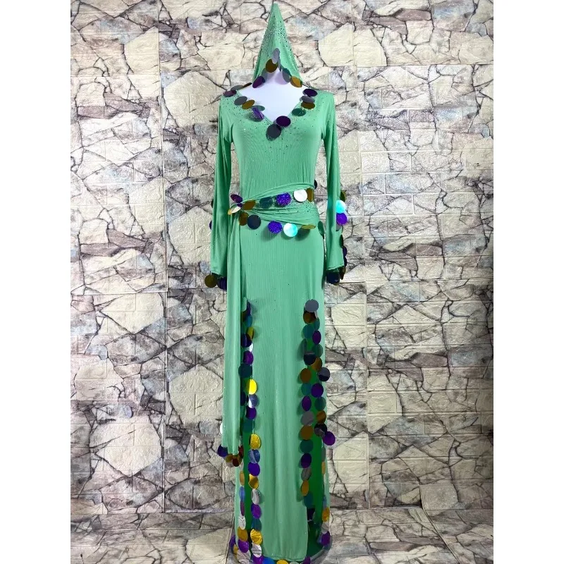 

Customized Belly Dance Dress Performance Costume Robe Folk Rattan Cane Saidi Baladi Sequin Jumpsuit Eastern Egyptian Indian
