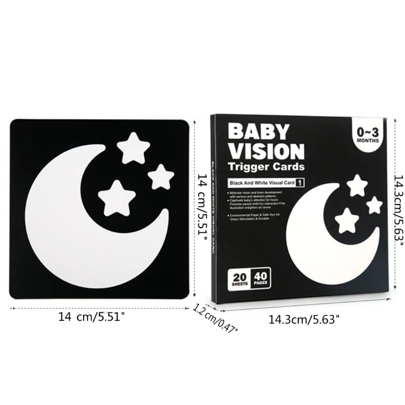 Carte Stimulation visuelle pour bébé, blanc, carte pour bébé à contraste élevé, carte noire blanche pour