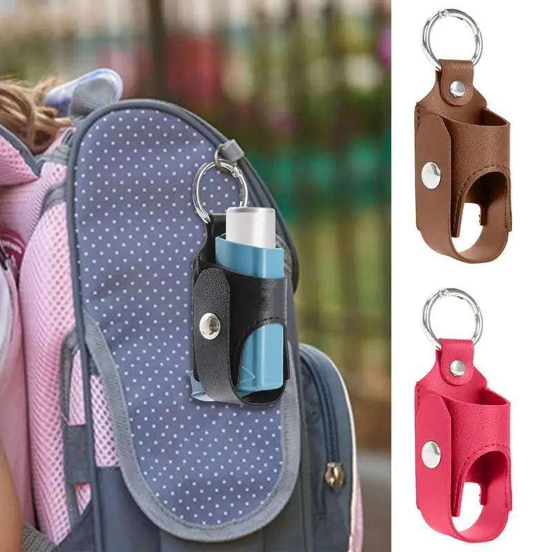 Inhaler Case Holder Inhaler Spacer And Holder With Metal Buckle Handy Lightweight And Protective PU Leather For Hiking Daily Use