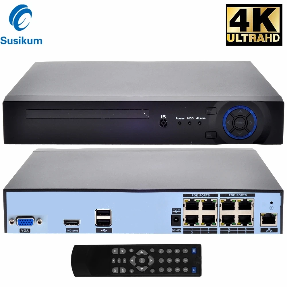 

H.265 8MP CCTV IP POE NVR Recorder 4CH 8CH Security POE Network Video Recorder XMEye APP For 4K IP Surveillance Camera System