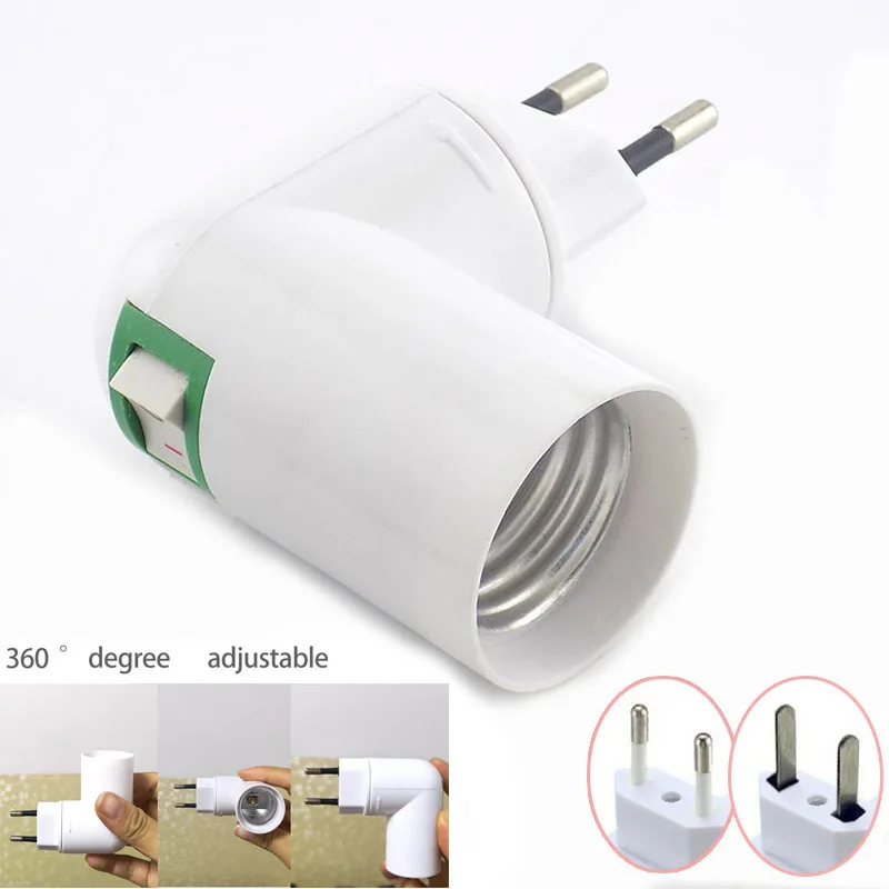 E27 Adaptador Lâmpada Adaptador Lâmpada 360 Graus Ajustável Bases de Luz Titular Adaptador Lâmpada Soquete Converter EUA Plug UE 100 -230 V