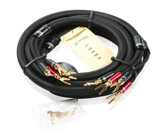 HiFi Hi-end Hiend Choseal LB-5108 6N OCC Audiophile HIFI Speaker Cable 24K Gold-plated Banana+U Plug 2.5m Not DIY (Pair)