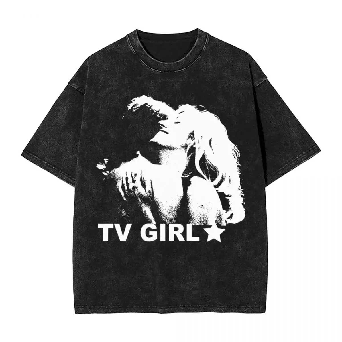 

TV Girl Current Joys French T Shirts Hip Hop Washed Short Sleeve Harajuku T-Shirt Novelty Men Women Tops Streetwear Summer Tees