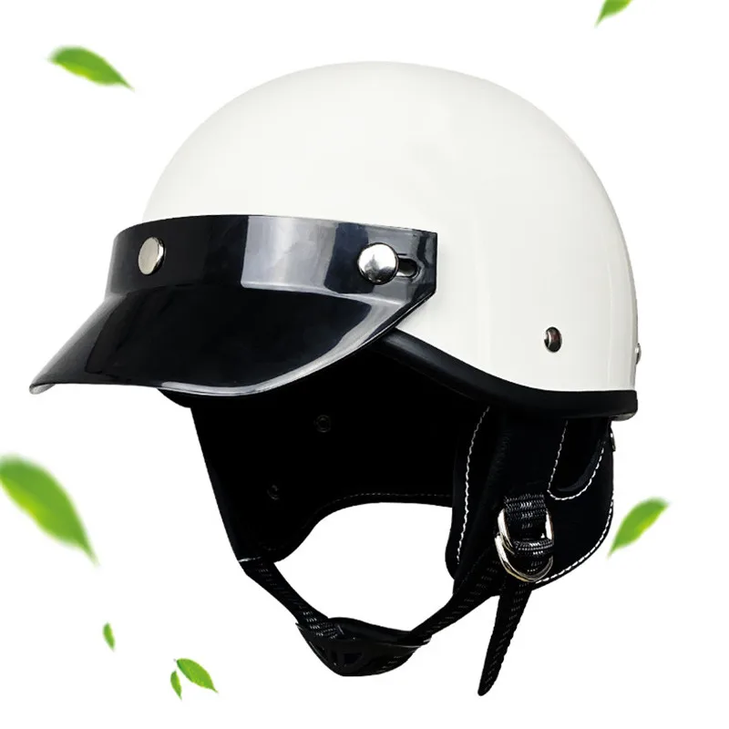 

Motorcycle Motorbike Rider Half Open Face Helmet Visor With Collar Vintage Motorcycle Motorbike Vespa Dark Lens Gloss White M