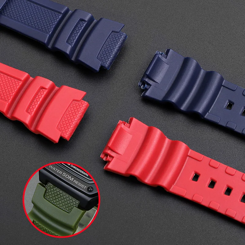 Silicone convex mouth wristband for Casio block student watch W-218H MRW-210H resin silicone watch strap bracelet 18mm