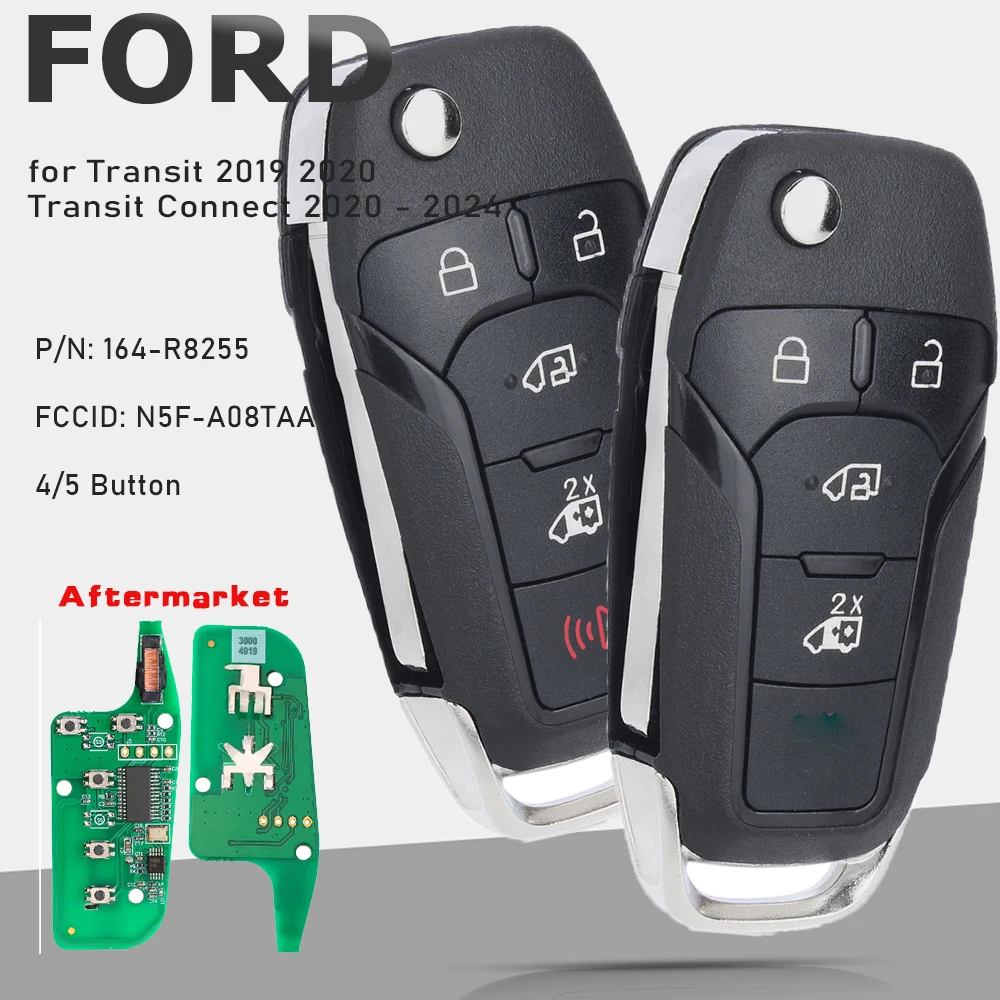 KEYECU 164-R8236,164-R8281,164-R8255,N5F-A08TAA Remote Key 315MHz ID49 Fob for Ford Transit 2019 2020 Transit Connect 2020-2024