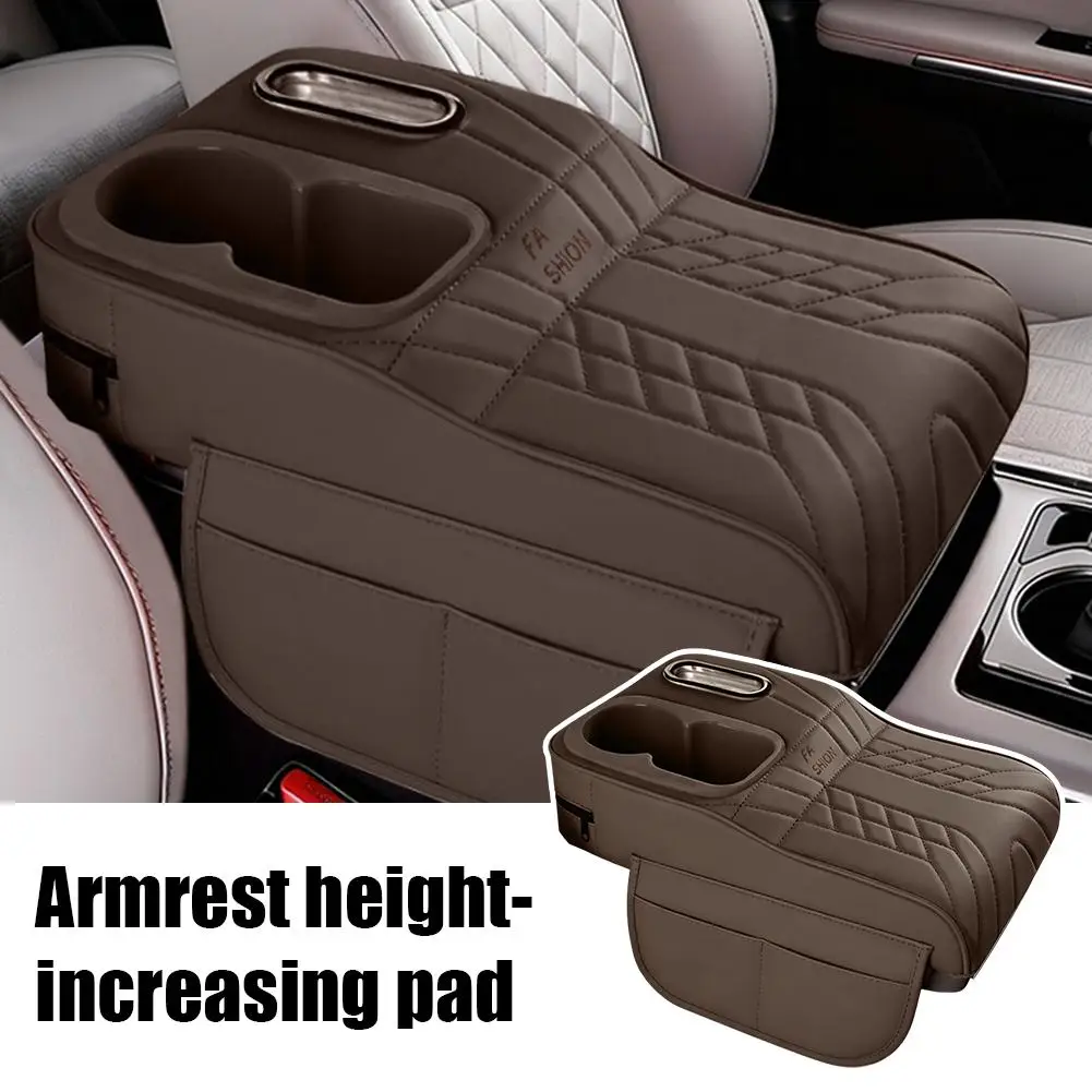 Multifunctional Car Armrest Cushion, Center Console Cover with Tissue Holder, Cup Slot and Side Pockets