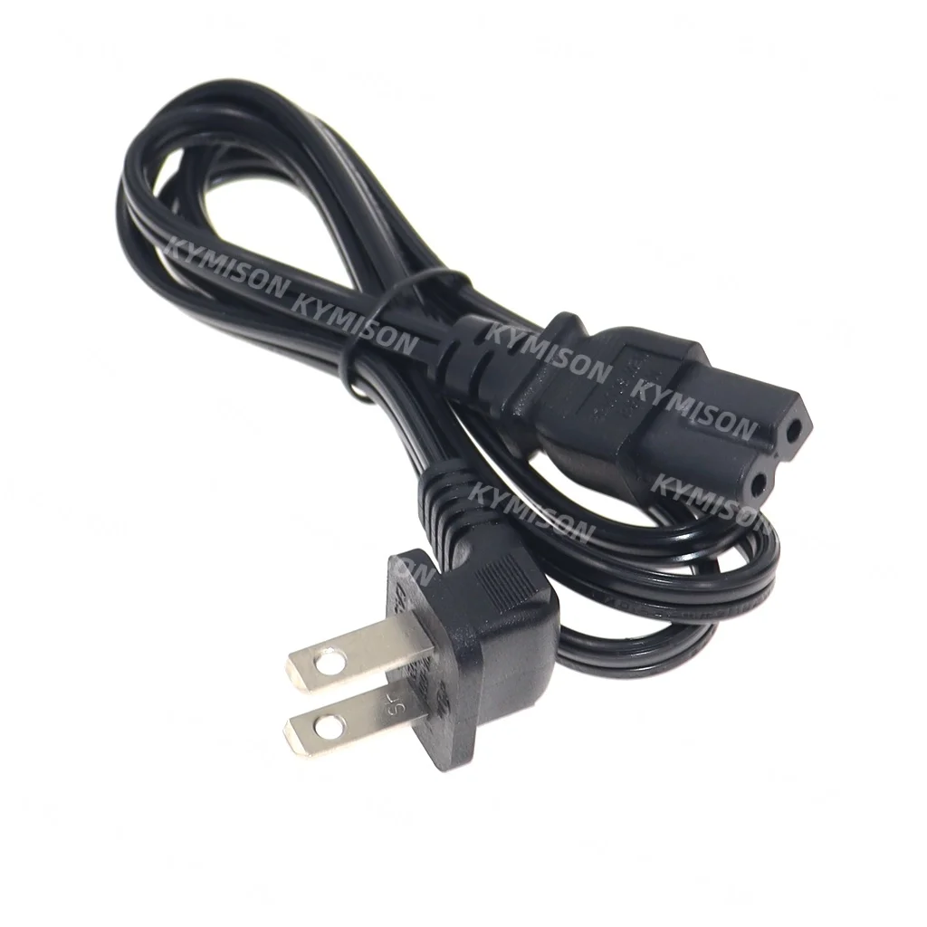 Right Angled 2 Prong Polarized AC Wall Power Cable for TVs,Sony PS1 PS2 NEMA 1-15P Male Plug to IEC C7 Figure 8 Female US Cord