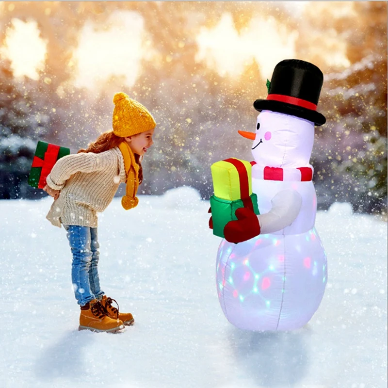 150Cm LED Illuminated Inflatable Snowman Air Pump Night Lamp Inflatable Toys Indoor Outdoor Christmas Decor