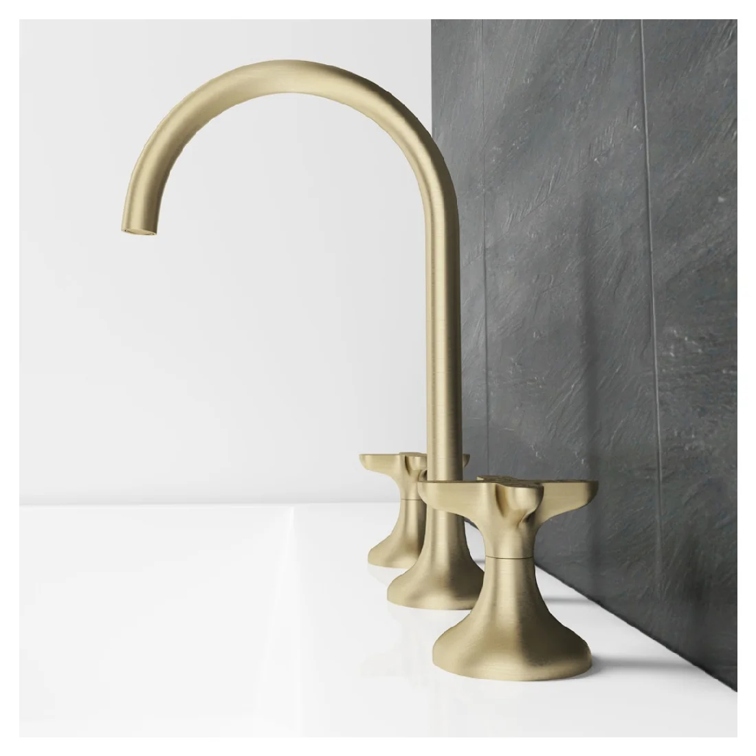 

Luxury Bathroom Basin Faucet 3 Hole Double Handle Deck Mounted Brass Sink Mixer Tap for Hot Cold Water