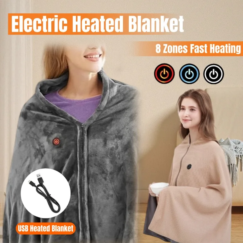 

NEW USB Warmer Blankets Fast Heating 3 Heated Fleece Knee USB 5v Heat Blanket Single Lumbar Charging Shawl Proable Camping