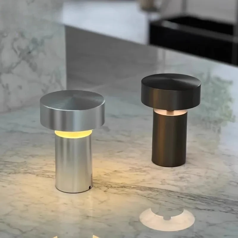 LED Mushroom Table Lamp with Touch Switch Usb Charging Wireless Modern Simple Atmosphere Desk Light Bar Cafe Bedside Lighting