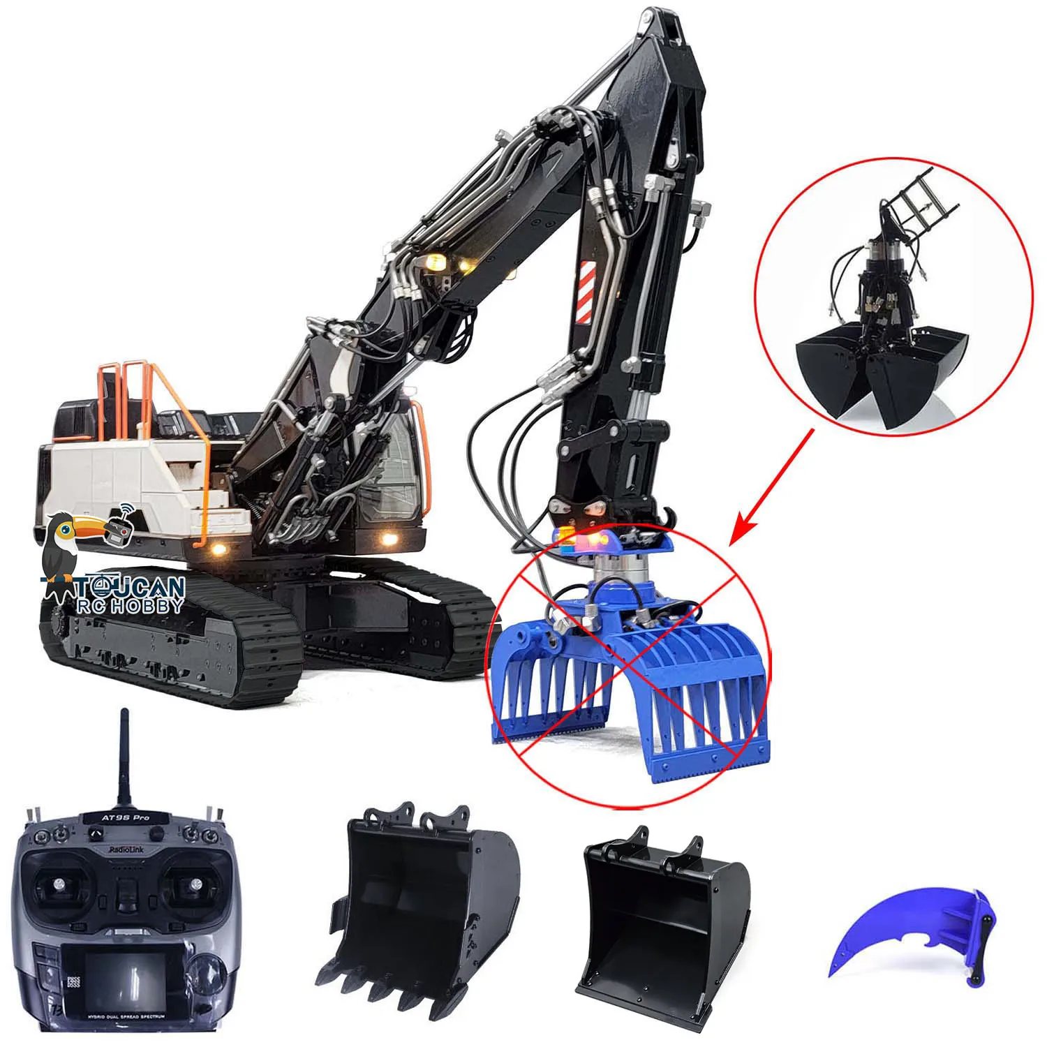 EC380 1/14 RC Hydraulic Excavator Metal Tracked 3 Arms Remote Control Diggers Toucan Toy Vehicle TH22509-SMT1