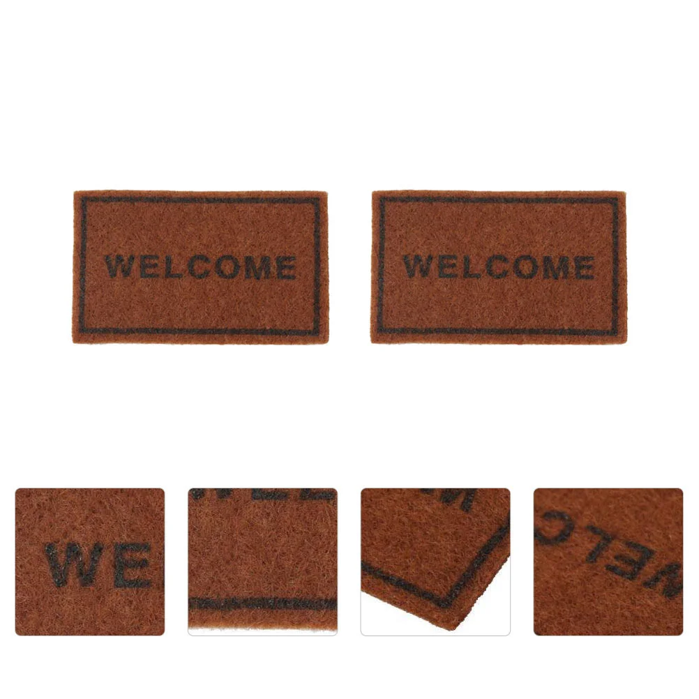 

2 Pcs House Rug Round Front Door Mat outside Kitchen Decoration Items Carpet Indoor Mini Adornment for Model