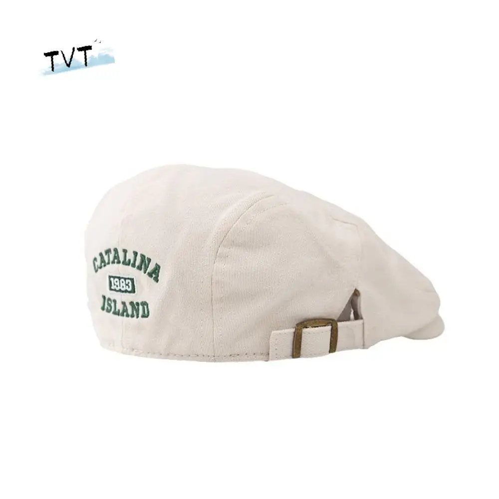 

Cool Cotton Letter Embroidery Beret Adjustable Flat Forward Hat Korean Style Versatile Newsboy Cap Streetwear