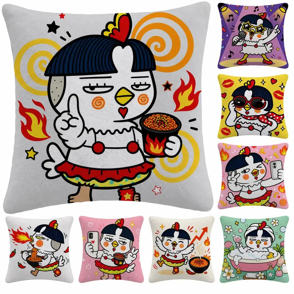 Food Noodles S-Samyang Buldak Cushion Cover Soft Plush Decorative Sofa Bedroom Living Room Car Dorm Home Decor Gift