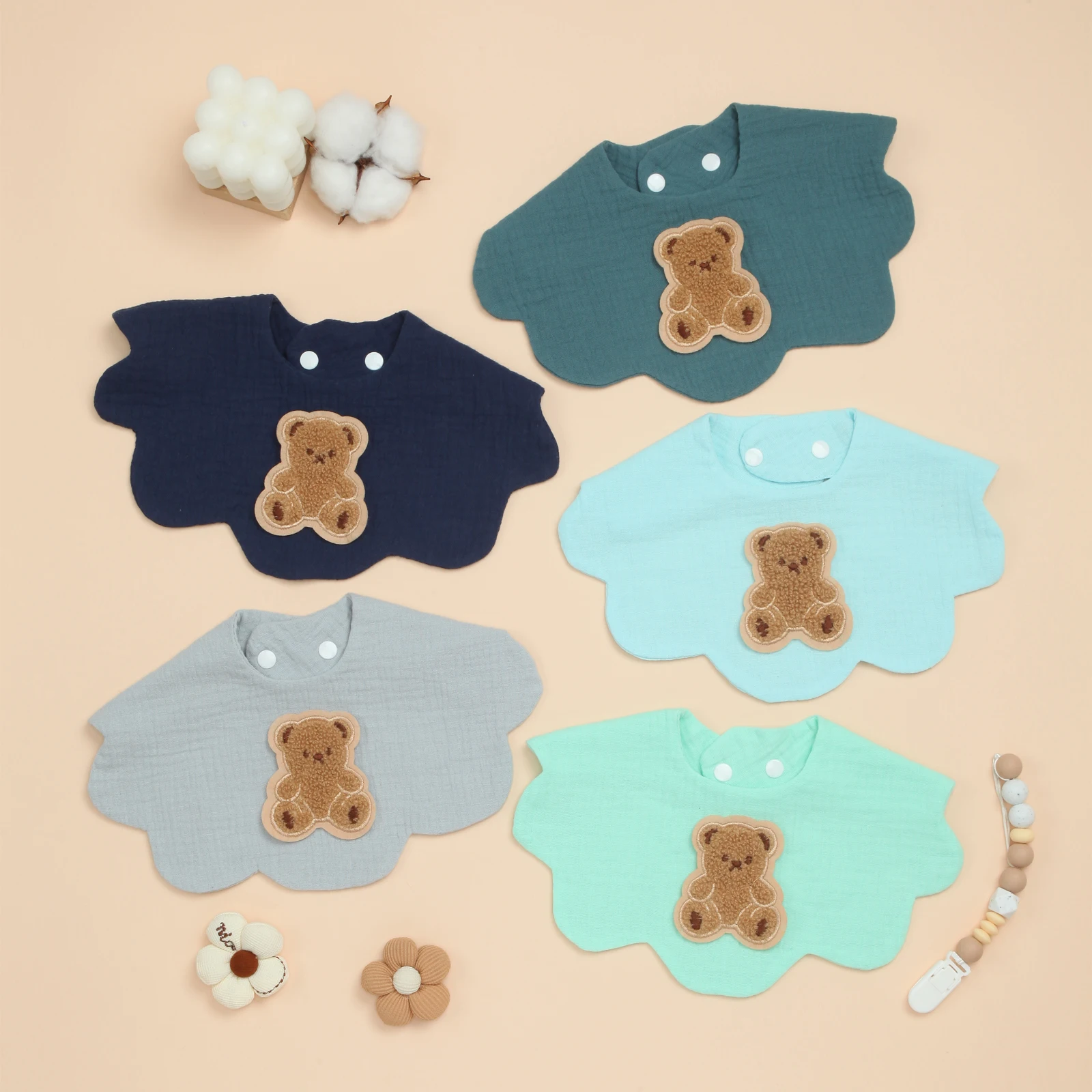 

Ultra Soft Cotton Unisex Baby Bibs, Cute Infant Bib for Teething, Drooling, 5 Pack