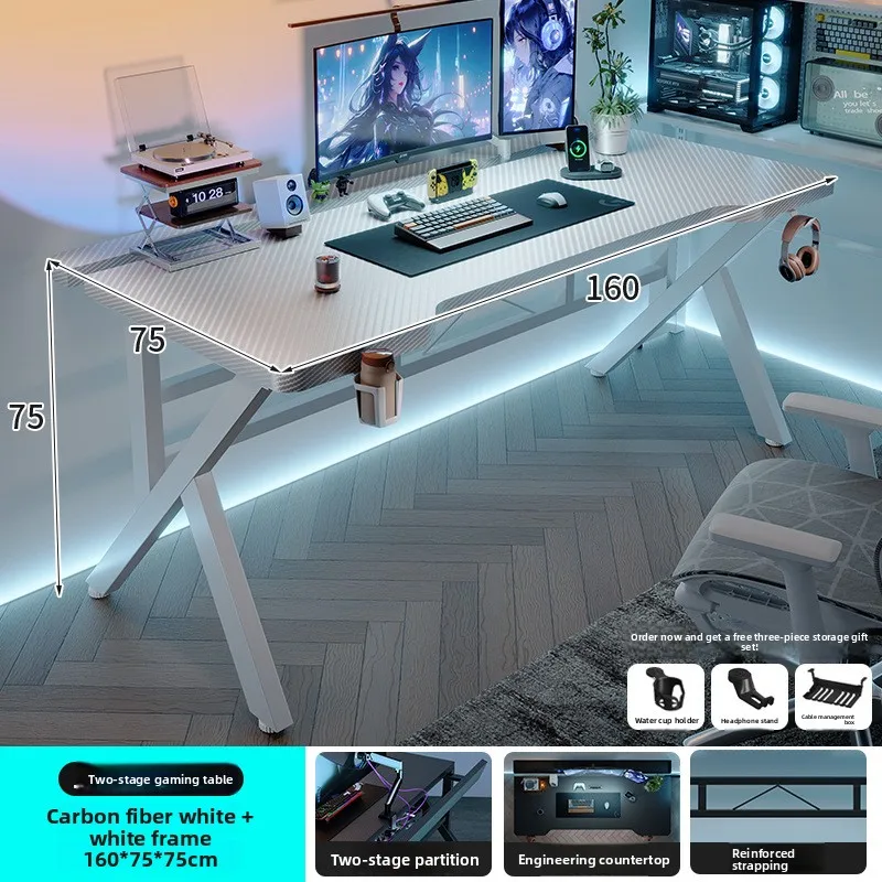 

Компьютерный стол с двухсекционной столешницей, простой дизайн, текстура под карбон, письменный стол для работы, прямые поставки с завода.