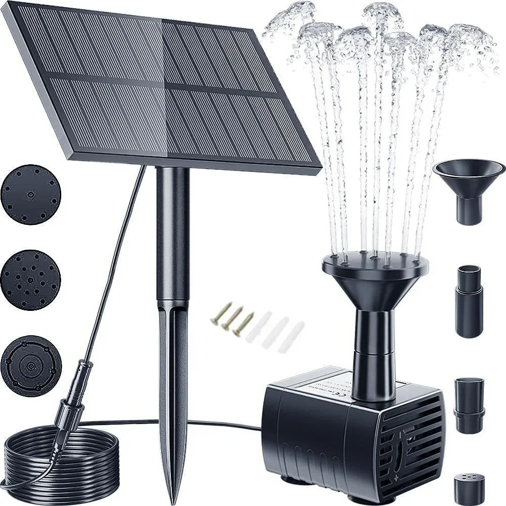 1.5W/2.5W Solar Fountain 5v Battery Free Suitable For Garden Fish Ponds Etc 1 * Instruction Manual  3 * Screws  3 * Expansion Sc