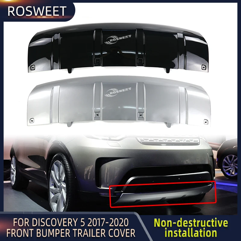 

Front Bumper Trailer Cover Black & Silver For Land Rover Discovery 5 L462 2017 2018 2019 2020 Lower Guard Plate Car Accessories