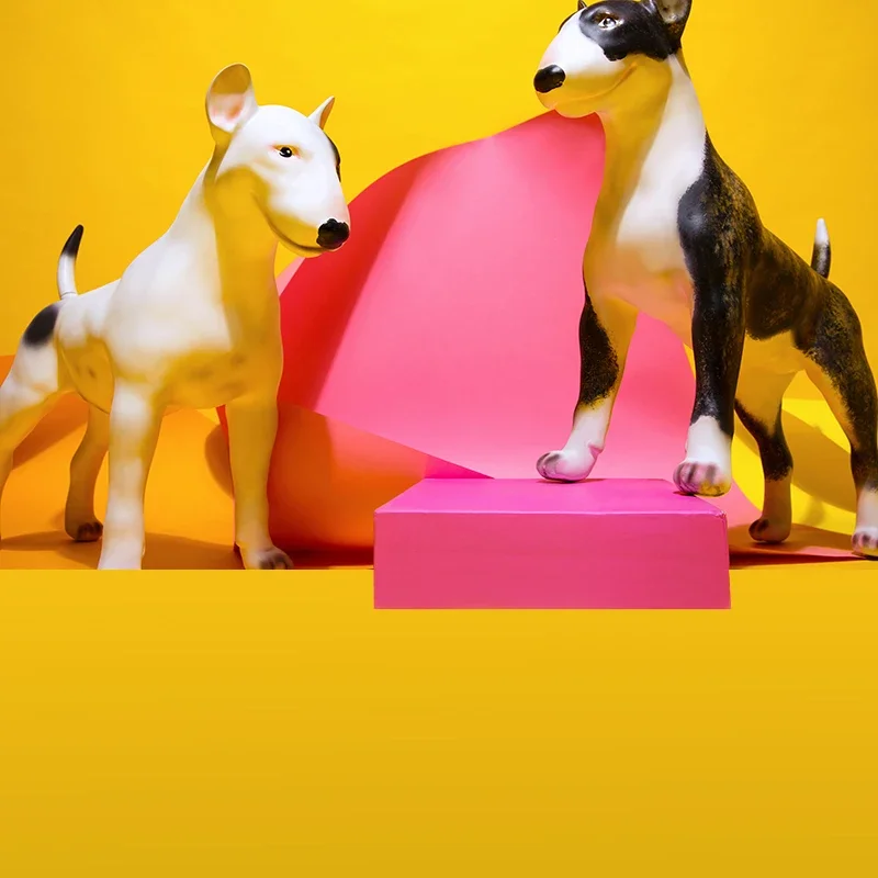 Home Decor Nordic Bull Terrier Resin Statue Sculpture Home Interior Ornaments Gift Large Landing Decoration Animal Model Statue