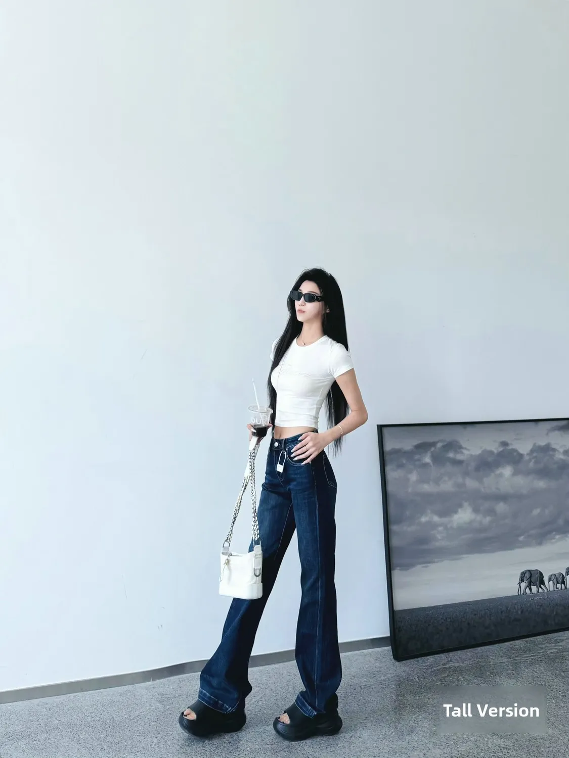 

Прямые узкие брюки с высокой талией, узкая версия, джинсовые широкие брюки, женские осенне-зимние эластичные темно-синие повседневные брюки